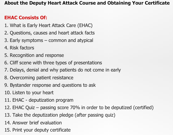 Early Heart Attack Care Course